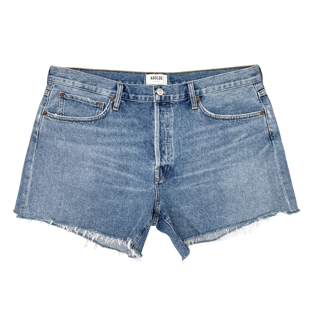 Agolde Parker Vintage Denim Cut Off Shorts Size 34 High Rise Cut Off Raw Hem